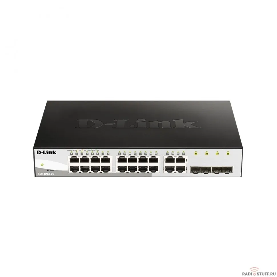 D-Link DGS-1210-20/FL1A Управляемый коммутатор 2 уровня с 16 портами 10/100/1000Base-T и 4 комбо-портами 100/1000Base-T/SFP