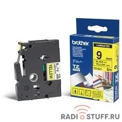 Brother TZE-621 Картридж с лентой (P-Touch, 9мм, Черный на желтом)
