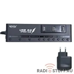 HUB GR-380UAB Ginzzu USB 3.0 10 port + adapter