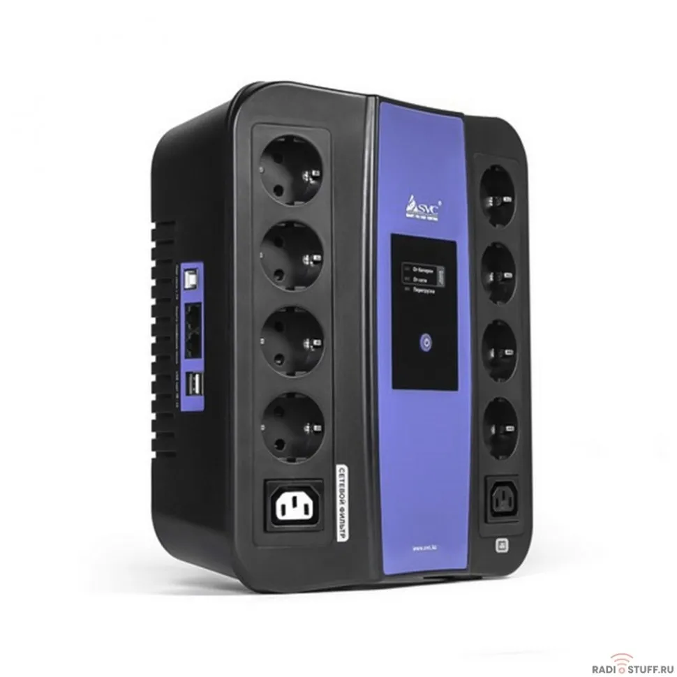 SVC, U-600 ИБП, Л-И., 600ВА/360Вт, Вход:220В, AVR:165-275В, Вых.:220В±10%, 50/60±0.5Гц, АКБ 1*12В/7.5Ач, Светодиодная индикация, Напольный