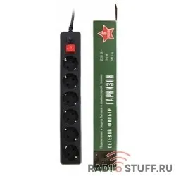 Gembird Сетевой фильтр Гарнизон EHB-15 5.0 м 6 розетки черный