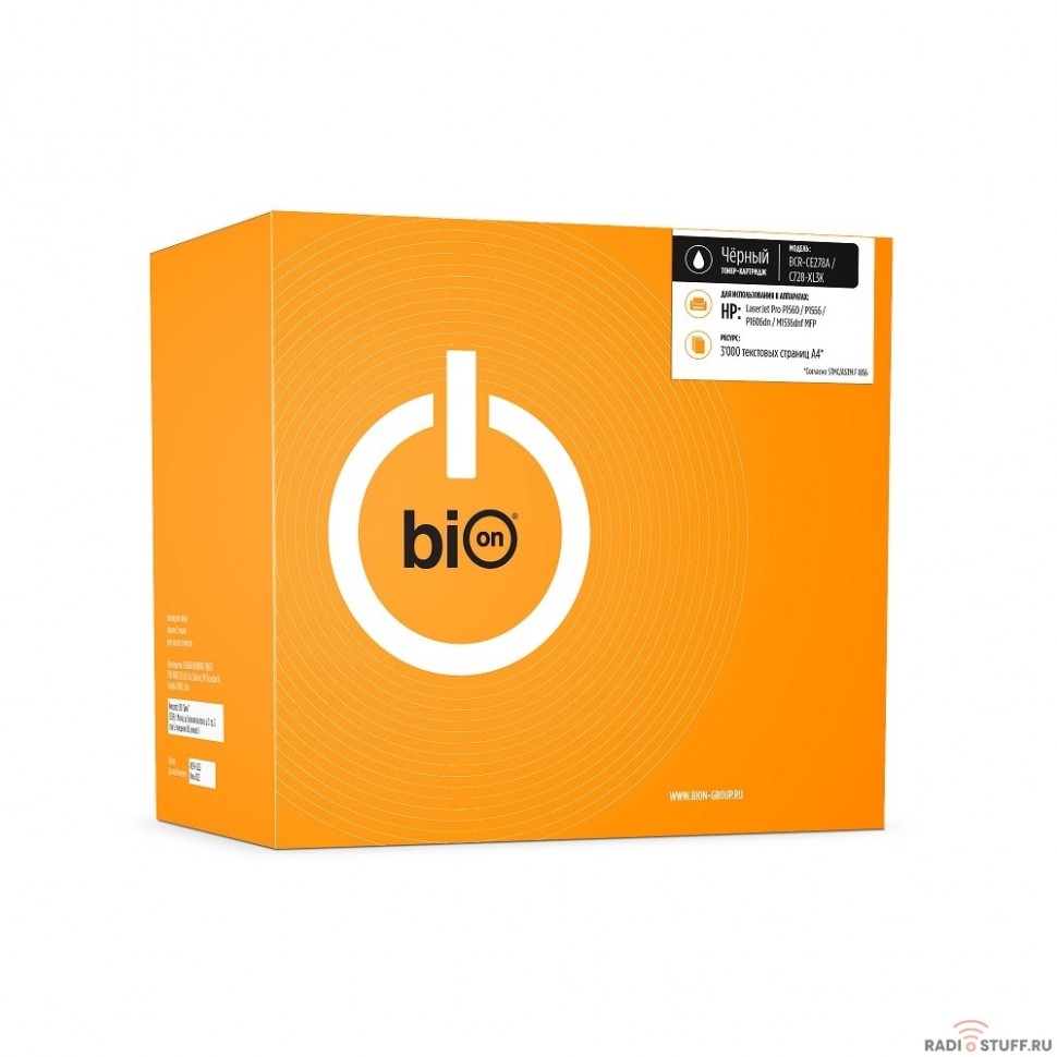 Bion CE278A/C728-XL3K Картридж повышенной ёмкости для HP LaserJet Pro M1536/P1566/P1606; Canon i-SENSYS MF4430/MF4450/MF4570/MF4580/MF4410/FAX-L150/FAX-L170/MF4550 (3000  стр.), Черный