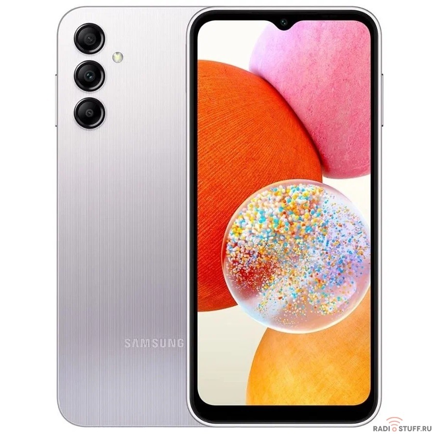 Смартфон Samsung SM-A145 Galaxy A14 64Gb 4Gb серебристый моноблок 3G 4G 2Sim 6.6" 1080x2408 Android 13 50Mpix 802.11 a/b/g/n/ac NFC GPS GSM900/1800 GSM1900 microSD max1024Gb