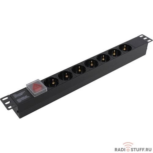 Exegate EX280838RUS Блок розеток ExeGate ServerPro PDU-19H703 Al-7S-C20-SW, 19",1U,алюм, 7 Schuko, С20