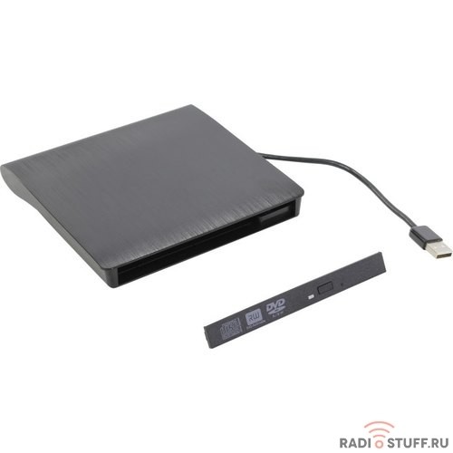 ORIENT UHD12A2, USB 2.0 контейнер для птического привода ноутбука 12.7 мм, установка ODD без отвертки, встроенный USB кабель, питание от USB, черный (30839)