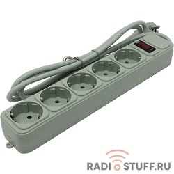Exegate EX221173RUS Сетевой фильтр Exegate SP-5-1.8G (5 розеток, 1.8м, евровилка, серый)