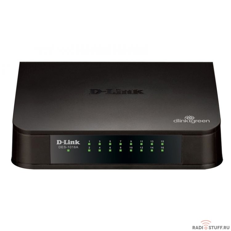 D-Link DES-1016A/E2A Неуправляемый коммутатор с 16 портами 10/100Base-TX и функцией энергосбережения
