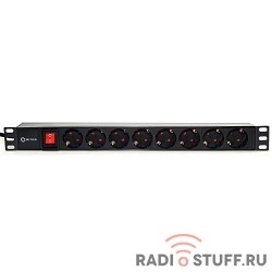 5bites PDU819P-01 Блок розеток  8S / PVC / SWITCH / 1U / 19" / 2M*3G*1.5MM2 / VDE
