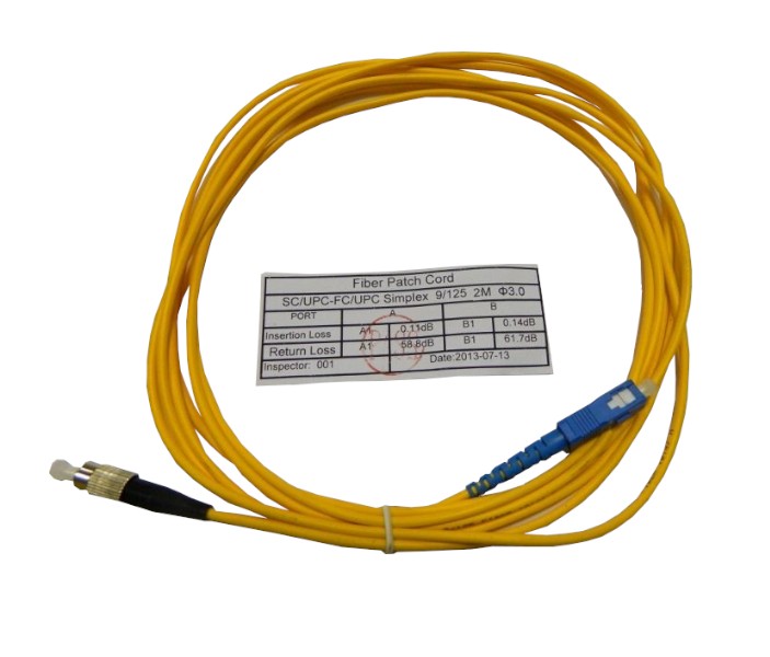 Патч-корд оптический переходной SC-FC/UPC SM Simplex 3.0мм 9/125, 2м Netko