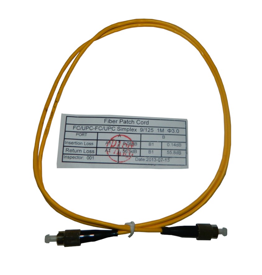 Патч-корд оптический соединительный FC-FC/UPC SM Simplex 3.0мм 9/125, 1м