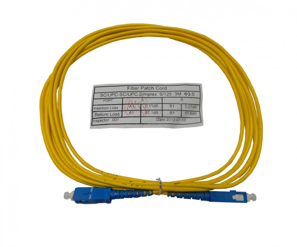 Патч-корд оптический соединительный SC-SC/UPC SM Simplex 3.0мм 9/125, 3м Netko