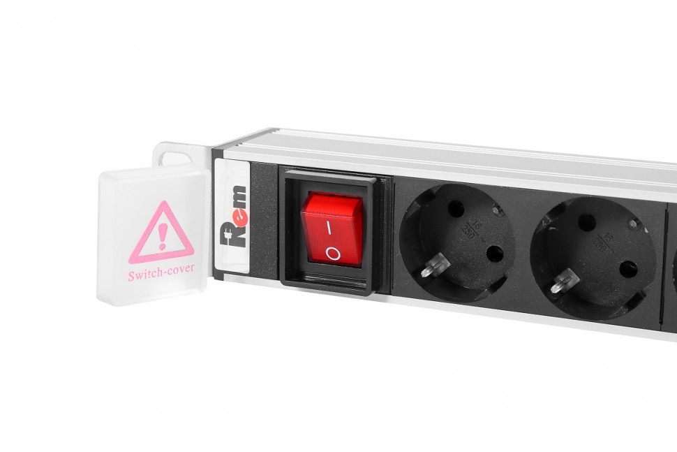 Вертикальный блок розеток Rem-16 с выкл., 10  Schuko, 10 C13, вход IEC 60320 C20 16A, алюм., 33-48U